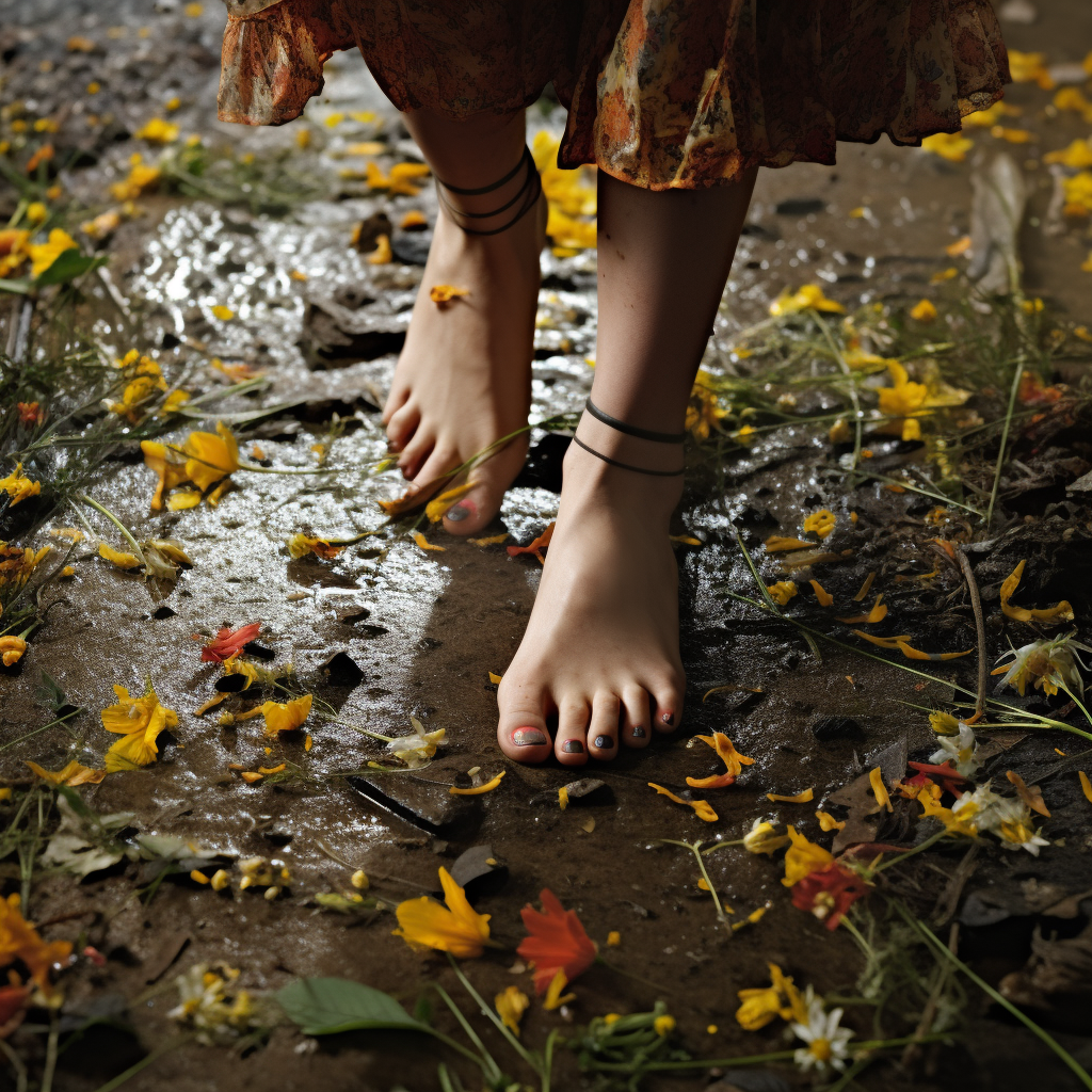Barefoot walking on ground